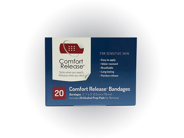 Comfort Release bandages packaging